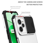 For OPPO Realme C35 Stereoscopic Holder Sliding Camshield Phone Case(White)