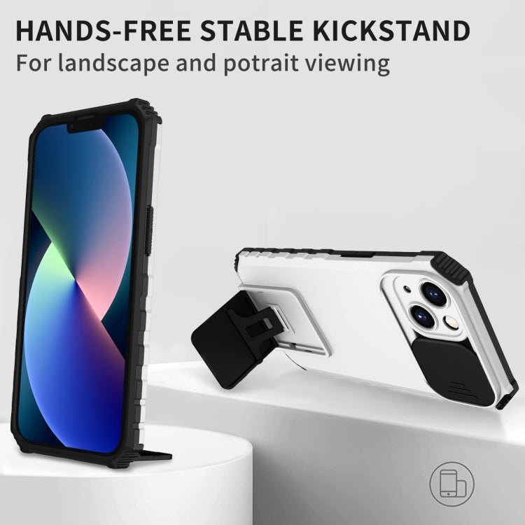 For OPPO Realme C35 Stereoscopic Holder Sliding Camshield Phone Case(White)