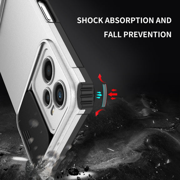 For OPPO Realme C35 Stereoscopic Holder Sliding Camshield Phone Case(White)
