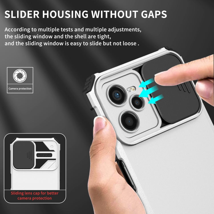For OPPO Realme C35 Stereoscopic Holder Sliding Camshield Phone Case(White)