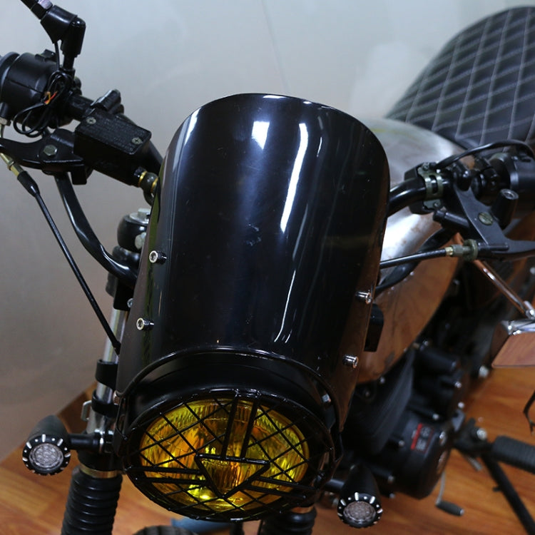 XRL-456120 Motorcycle 5-7 inch Headlight Retro Windshield(Black)