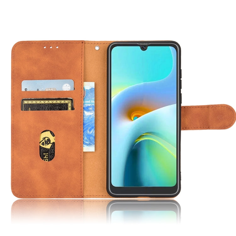 For Blackview A50 Skin Feel Magnetic Flip Leather Phone Case(Brown)