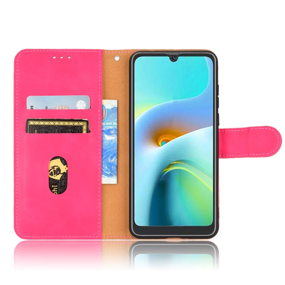 For Blackview A50 Skin Feel Magnetic Flip Leather Phone Case(Rose Red)