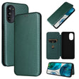 For Motorola Moto G52/G82 Carbon Fiber Texture Horizontal Flip Leather Phone Case(Green) - Motorola Cases by PMC TechLife | Online Shopping South Africa | PMC TechLife | Buy Now Pay Later Mobicred