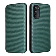 For Motorola Moto G52/G82 Carbon Fiber Texture Horizontal Flip Leather Phone Case(Green)