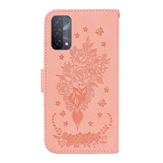 For OPPO A74 5G / A93 5G / A54 5G Butterfly Rose Embossed Leather Phone Case(Pink)