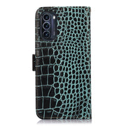 For Motorola Moto G52j 5G Crocodile Top Layer Cowhide Leather Phone Case(Green)