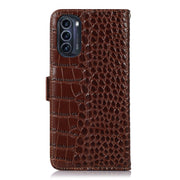 For Motorola Moto G52j 5G Crocodile Top Layer Cowhide Leather Phone Case(Brown)