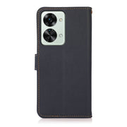 For OnePlus Nord 2T 5G KHAZNEH Custer Texture RFID Genuine Leather Phone Case(Blue)