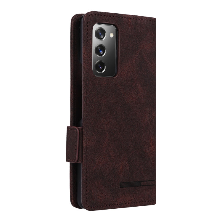 For Samsung Galaxy Z Fold2 5G Magnetic Clasp Flip Leather Phone Case(Brown)
