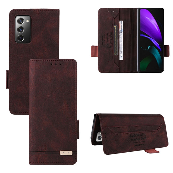 For Samsung Galaxy Z Fold2 5G Magnetic Clasp Flip Leather Phone Case(Brown)