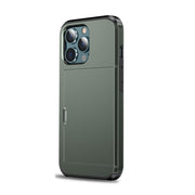 For iPhone 14 Plus Shockproof Armor Protective Phone Case with Slide Card Slot  (Army Green)