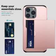 For iPhone 14 Plus Shockproof Armor Protective Phone Case with Slide Card Slot  (Army Green)