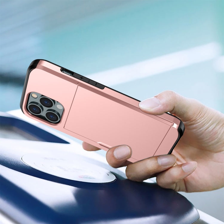For iPhone 14 Plus Shockproof Armor Protective Phone Case with Slide Card Slot  (Army Green)