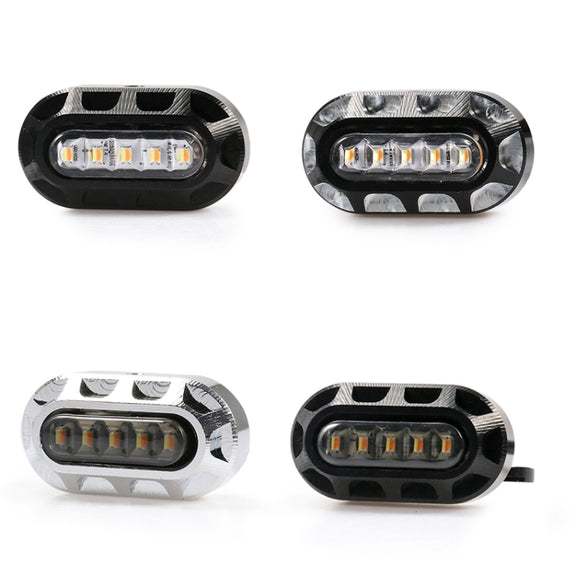 HP-Z058 Motorcycle Modified Rearview Mirror LED Turn Signal Light for Harley Sportsters XL 883 / 1200(Electroplating Black)