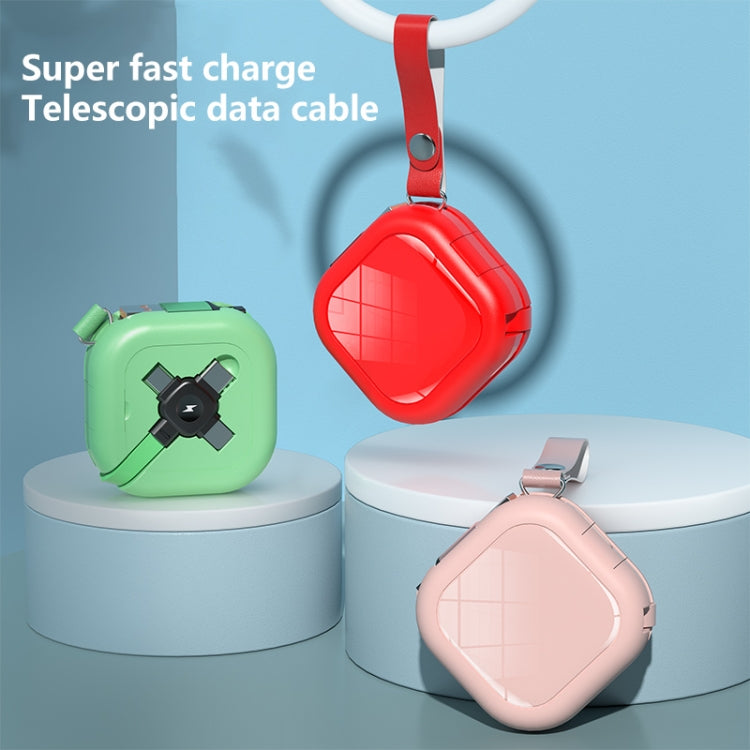 3 in 1 USB To 8 Pin + Micro USB + USB-C / Type-C Telescopic Charging Cable with Mobile Phone Holder(Red)