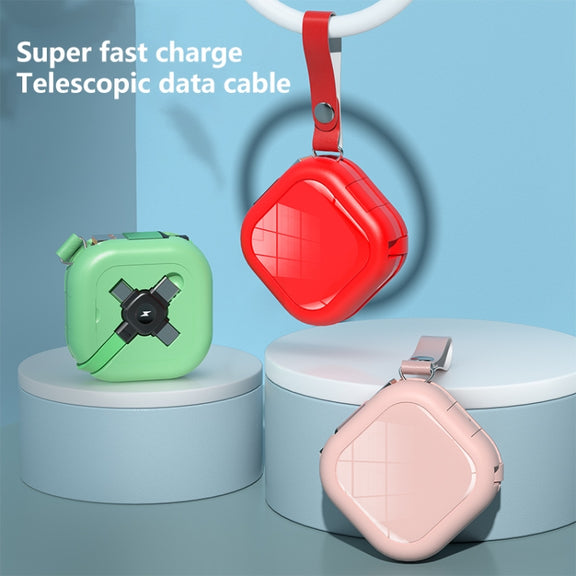 3 in 1 USB To 8 Pin + Micro USB + USB-C / Type-C Telescopic Charging Cable with Mobile Phone Holder(Red)