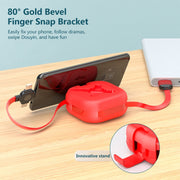 3 in 1 USB To 8 Pin + Micro USB + USB-C / Type-C Telescopic Charging Cable with Mobile Phone Holder(Red)