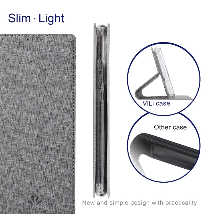 For Sharp Aquos R7 ViLi DMX Series Shockproof TPU + PU Leather Magnetic Attraction Horizontal Flip Case(Grey)