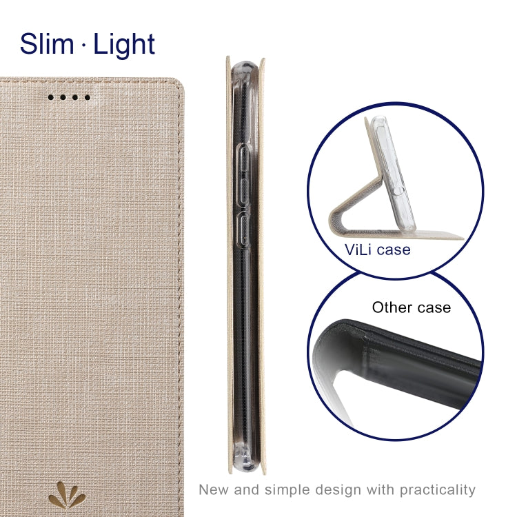 For Sharp Aquos R7 ViLi DMX Series Shockproof TPU + PU Leather Magnetic Attraction Horizontal Flip Case(Gold)
