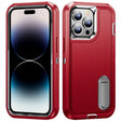 For iPhone 14 Pro Max 3 in 1 Rugged Holder Phone Case (Red + Black) - iPhone 14 Pro Max Cases by PMC TechLife | Online Shopping South Africa | PMC TechLife