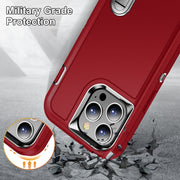 For iPhone 14 Pro Max 3 in 1 Rugged Holder Phone Case (Red + Black)