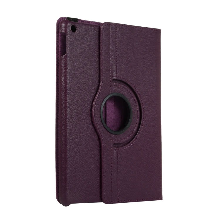 For Lenovo M10 Plus 3rd Litchi Texture 360 Degrees Rotation Leather Tablet Case with Holder(Purple)
