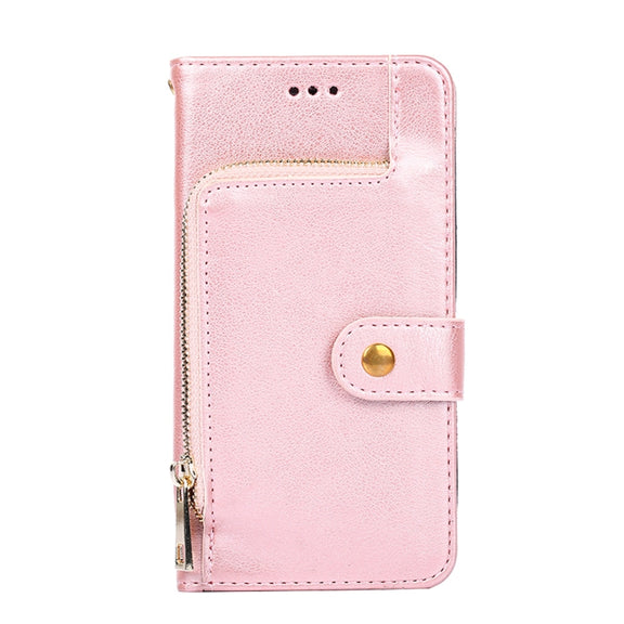 For OPPO Realme C35 Zipper Bag Leather Phone Case(Rose Gold)