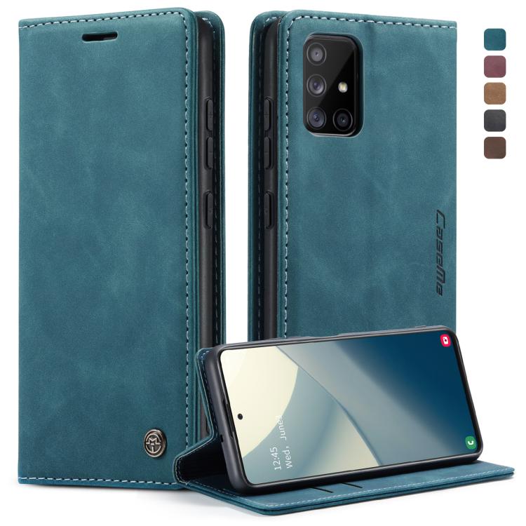 For Galaxy A51 CaseMe Multifunctional Horizontal Flip Leather Case, with Card Slot & Holder & Wallet(Blue)