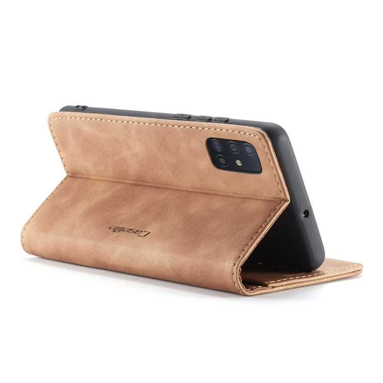 For Galaxy A71 CaseMe Multifunctional Horizontal Flip Leather Case, with Card Slot & Holder & Wallet(Brown)
