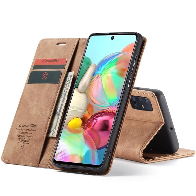 For Galaxy A71 CaseMe Multifunctional Horizontal Flip Leather Case, with Card Slot & Holder & Wallet(Brown)