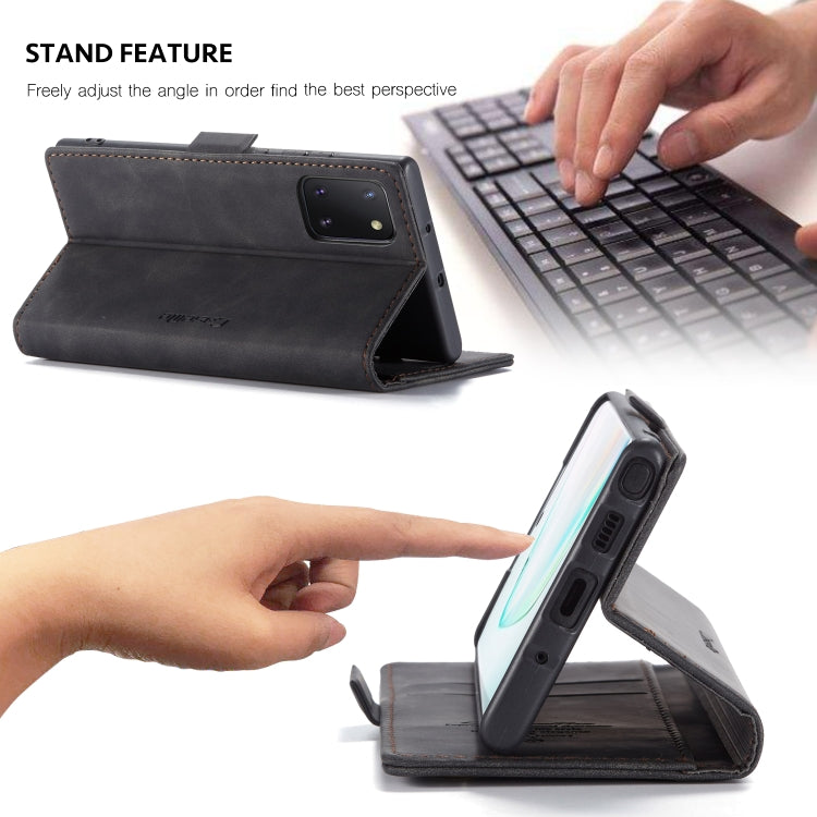 For Galaxy A81 / Note 10 Lite CaseMe Multifunctional Horizontal Flip Leather Case, with Card Slot & Holder & Wallet(Black)
