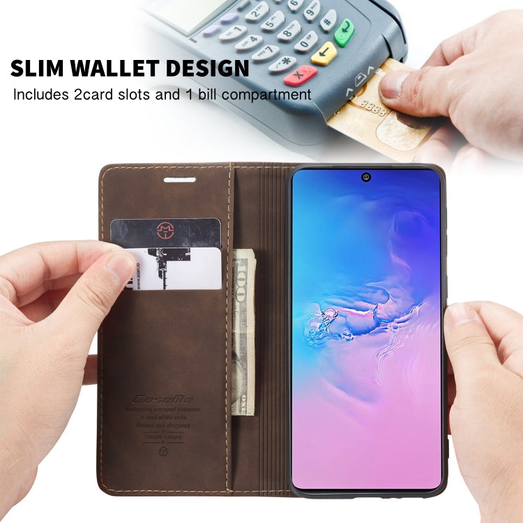 For Galaxy A91 / S10 Lite CaseMe Multifunctional Horizontal Flip Leather Case, with Card Slot & Holder & Wallet(Coffee)