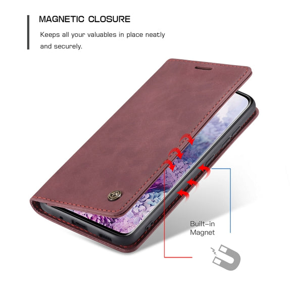 For Galaxy S20 Ultra CaseMe Multifunctional Horizontal Flip Leather Case, with Card Slot & Holder & Wallet(Wine Red)