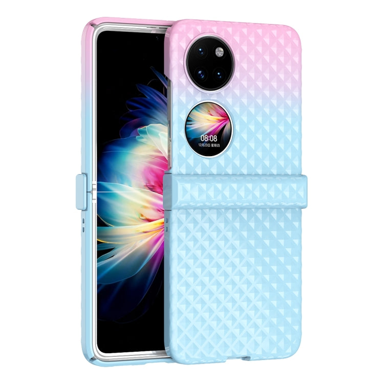 For Huawei P50 Pocket Rainbow Gradient Hinge Shockproof Phone Case(Blue Pink)