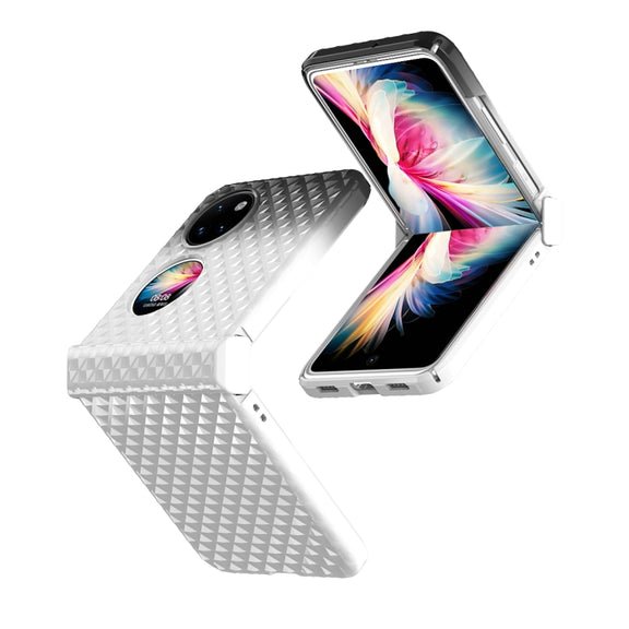 For Huawei P50 Pocket Rainbow Gradient Hinge Shockproof Phone Case(White Black)