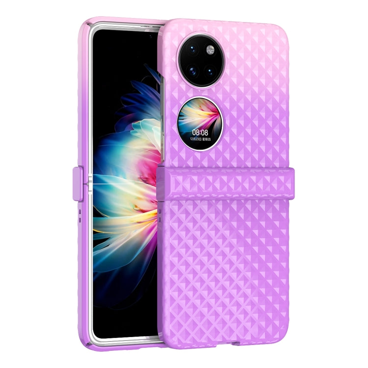 For Huawei P50 Pocket Rainbow Gradient Hinge Shockproof Phone Case(Purple Pink)