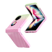For Huawei P50 Pocket Rainbow Gradient Hinge Shockproof Phone Case(Pink Green)
