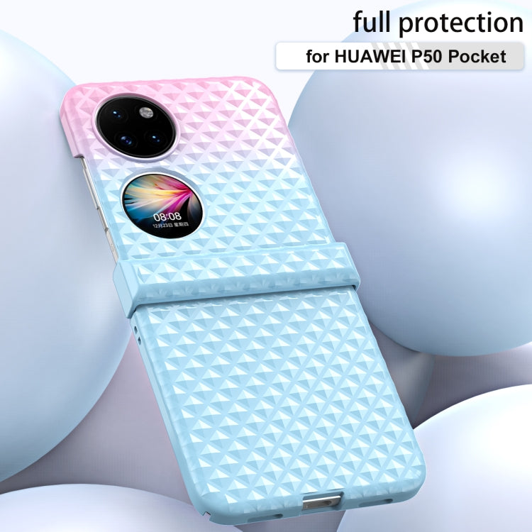 For Huawei P50 Pocket Rainbow Gradient Hinge Shockproof Phone Case(Pink Green)