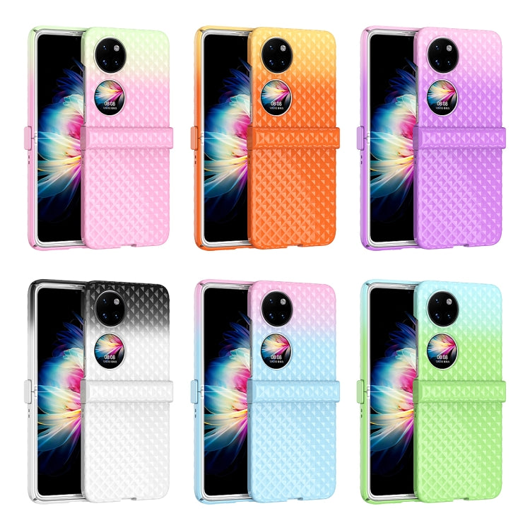 For Huawei P50 Pocket Rainbow Gradient Hinge Shockproof Phone Case(Pink Green)