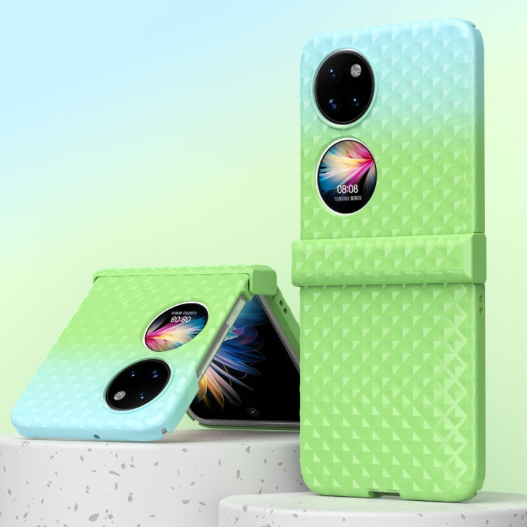 For Huawei P50 Pocket Rainbow Gradient Hinge Shockproof Phone Case(Green Blue)