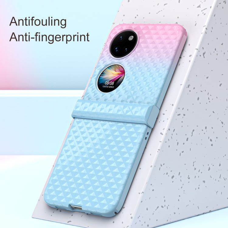 For Huawei P50 Pocket Rainbow Gradient Hinge Shockproof Phone Case(Green Blue)