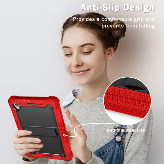 For Lenovo Tab M10 HD Silicone + PC Holder Shockproof Tablet Case(Red+Black)