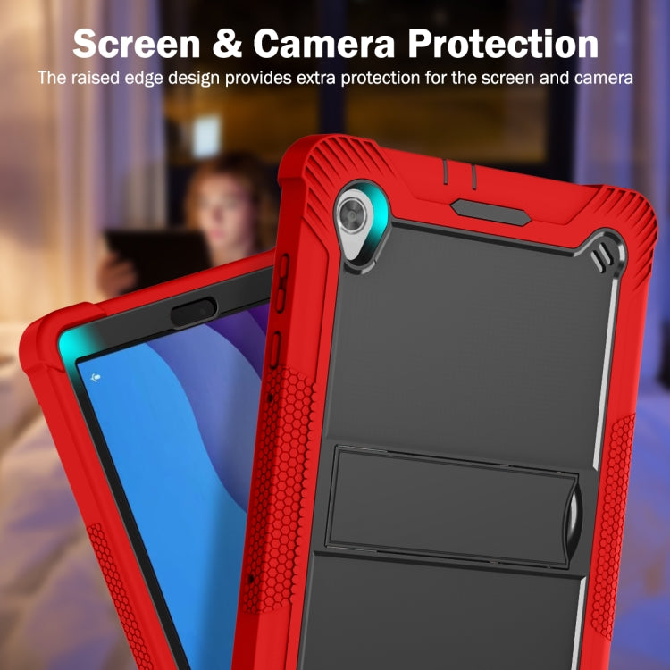 For Lenovo Tab M10 HD Silicone + PC Holder Shockproof Tablet Case(Red+Black)