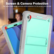 For Lenovo Tab M10 HD Silicone + PC Holder Shockproof Tablet Case(Grey+Mint Green)