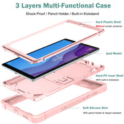 For Lenovo Tab M10 HD Silicone + PC Holder Shockproof Tablet Case(Rose Gold)