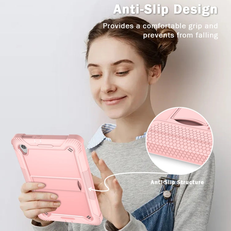 For Lenovo Tab M10 HD Silicone + PC Holder Shockproof Tablet Case(Rose Gold)