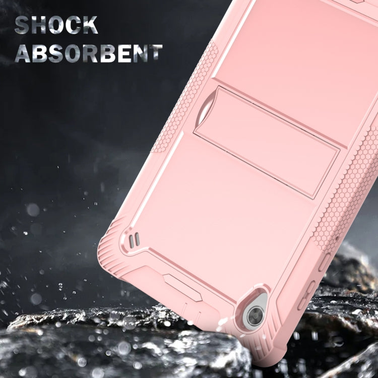 For Lenovo Tab M10 HD Silicone + PC Holder Shockproof Tablet Case(Rose Gold)