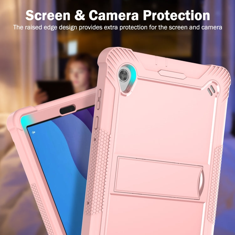 For Lenovo Tab M10 HD Silicone + PC Holder Shockproof Tablet Case(Rose Gold)