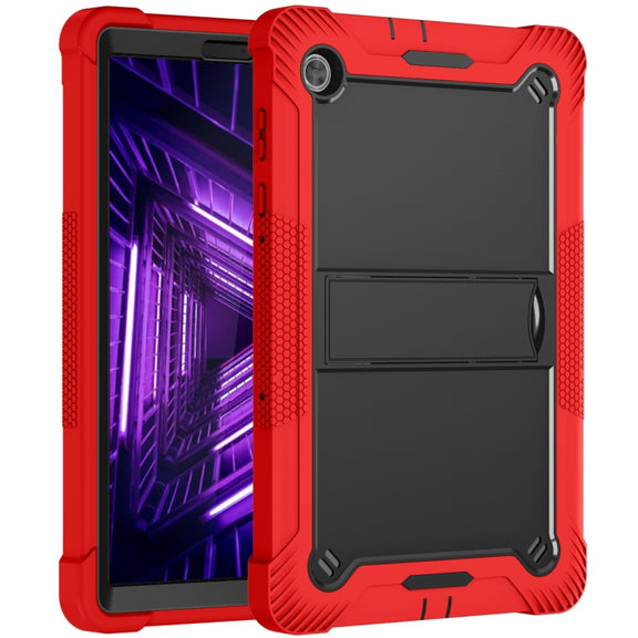 For Lenovo Tab M10 Plus X606 10.3 inch Silicone + PC Holder Shockproof Tablet Case(Red+Black)